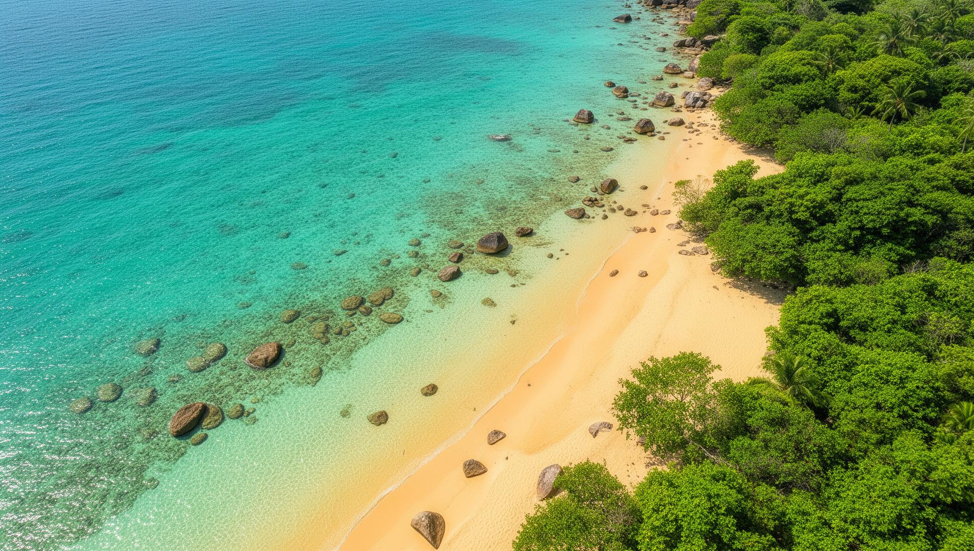 Serene tropical beach for cycling retreat